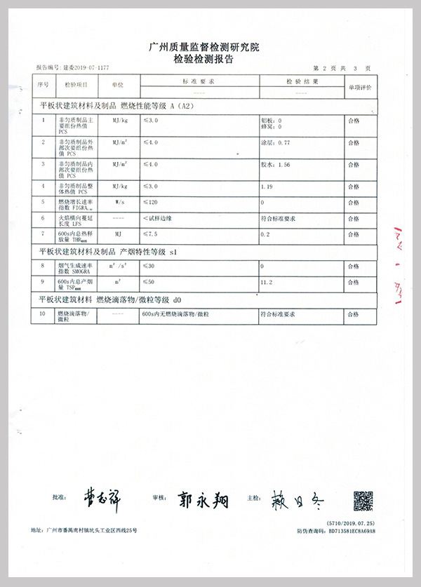 鋁芯板防火檢測