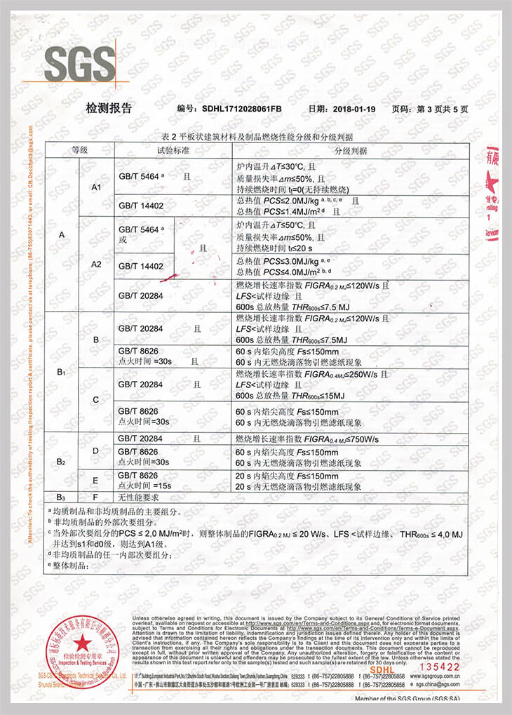 火山巖墻板防火檢測